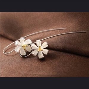 Water Lily Floral Stem 925 Sterling Silver Earring